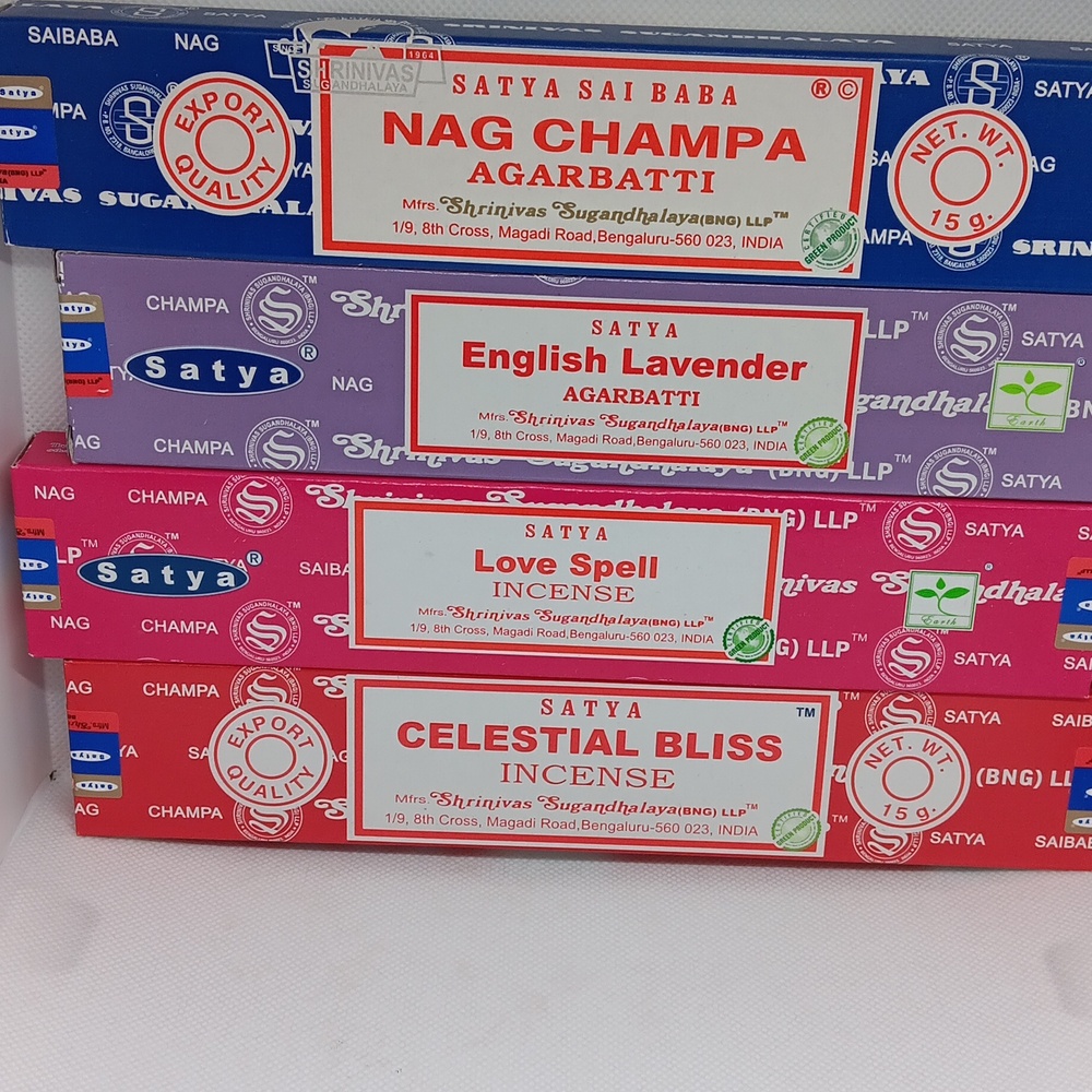 Nag Champa, English Lavender, Love Spell, & Celestial Bliss incense sticks